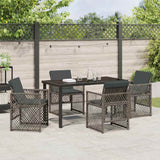 Garden Dining Set 5 pcs Grey Poly Rattan - Top-Down View