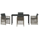 Garden Dining Set 5 pcs Grey Poly Rattan - Close-Up Angle