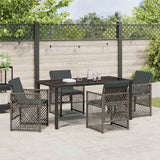 Garden Dining Set 5 pcs Grey Poly Rattan - Top-Down View