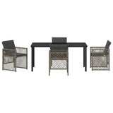 Garden Dining Set 5 pcs Grey Poly Rattan - Close-Up Angle
