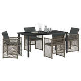 Garden Dining Set 5 pcs Grey Poly Rattan - Side View