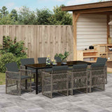 Garden Dining Set 9 pcs Grey Poly Rattan - Top-Down View