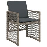 Garden Dining Set 9 pcs Grey Poly Rattan - Rear View