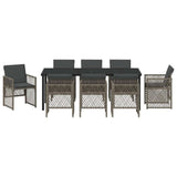 Garden Dining Set 9 pcs Grey Poly Rattan - Close-Up Angle