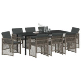 Garden Dining Set 9 pcs Grey Poly Rattan