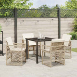 Garden Dining Set 5 pcs Beige Poly Rattan