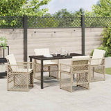 Garden Dining Set 5 pcs Beige Poly Rattan - Top-Down View