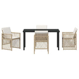 Garden Dining Set 5 pcs Beige Poly Rattan - Close-Up Angle