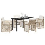 Garden Dining Set 5 pcs Beige Poly Rattan - Side View