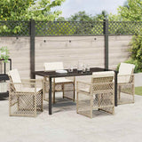 Garden Dining Set 5 pcs Beige Poly Rattan
