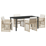 Garden Dining Set 5 pcs Beige Poly Rattan - Front View