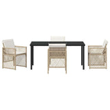 Garden Dining Set 5 pcs Beige Poly Rattan - Close-Up Angle