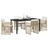 Garden Dining Set 5 pcs Beige Poly Rattan - Side View