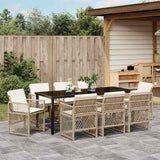 Garden Dining Set 9 pcs Beige Poly Rattan - Top-Down View