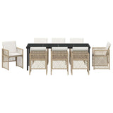 Garden Dining Set 9 pcs Beige Poly Rattan