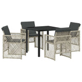 Garden Dining Set 5 pcs Light Grey Poly Rattan - Front View