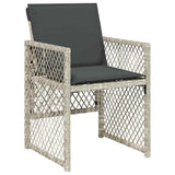 Garden Dining Set 5 pcs Light Grey Poly Rattan - Rear View