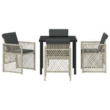 Garden Dining Set 5 pcs Light Grey Poly Rattan - Close-Up Angle