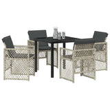 Garden Dining Set 5 pcs Light Grey Poly Rattan - Side View