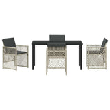 Garden Dining Set 5 pcs Light Grey Poly Rattan - Close-Up Angle