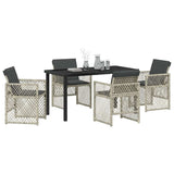 Garden Dining Set 5 pcs Light Grey Poly Rattan - Side View