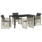 Garden Dining Set 5 pcs Light Grey Poly Rattan - Front View