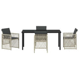 Garden Dining Set 5 pcs Light Grey Poly Rattan - Close-Up Angle