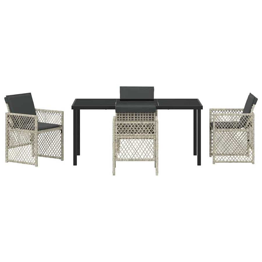 Garden Dining Set 5 pcs Light Grey Poly Rattan