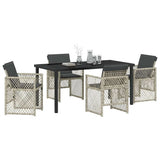 Garden Dining Set 5 pcs Light Grey Poly Rattan - Side View