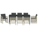 Garden Dining Set 9 pcs Light Grey Poly Rattan - Close-Up Angle