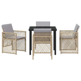 Garden Dining Set 5 pcs Beige Poly Rattan - Close-Up Angle