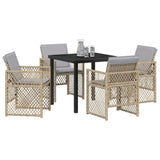 Garden Dining Set 5 pcs Beige Poly Rattan - Side View