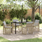 Garden Dining Set 5 pcs Beige Poly Rattan