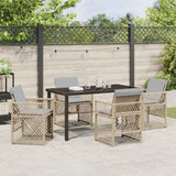Garden Dining Set 5 pcs Beige Poly Rattan - Top-Down View