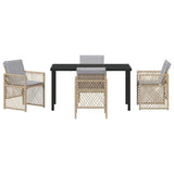 Garden Dining Set 5 pcs Beige Poly Rattan - Close-Up Angle
