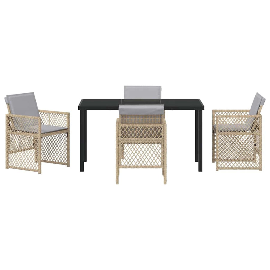Garden Dining Set 5 pcs Beige Poly Rattan