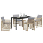 Garden Dining Set 5 pcs Beige Poly Rattan