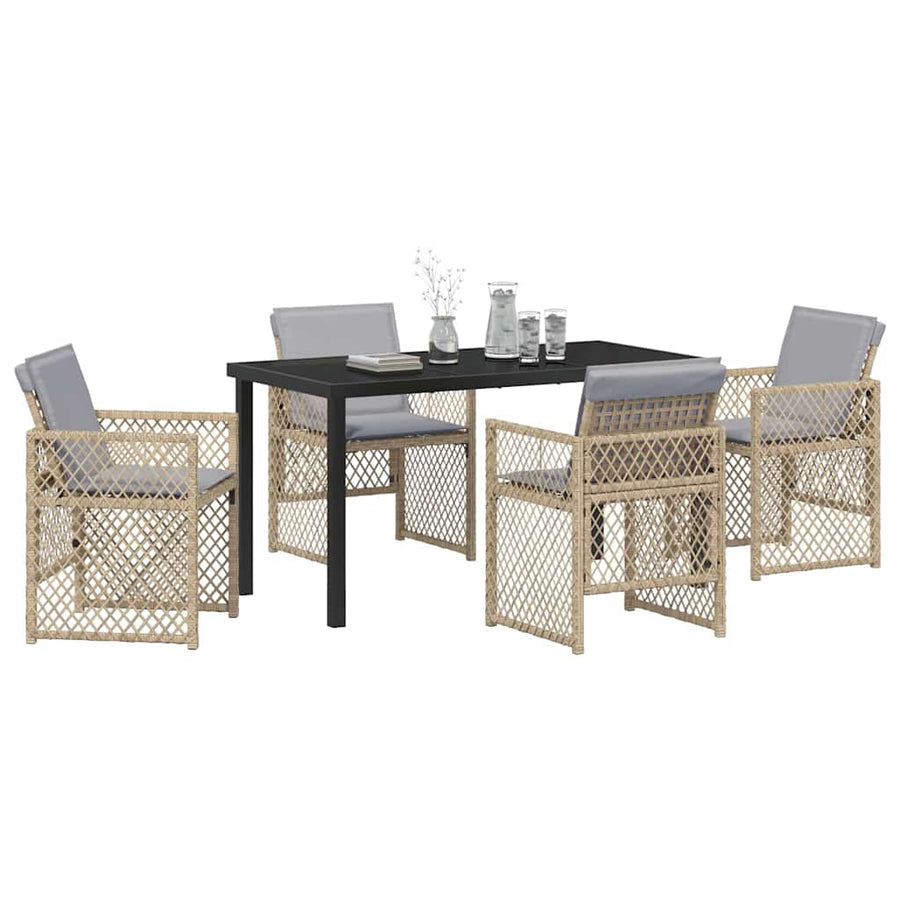 Garden Dining Set 5 pcs Beige Poly Rattan