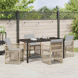 Garden Dining Set 5 pcs Beige Poly Rattan - Top-Down View