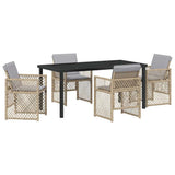Garden Dining Set 5 pcs Beige Poly Rattan - Front View