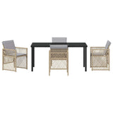 Garden Dining Set 5 pcs Beige Poly Rattan - Close-Up Angle