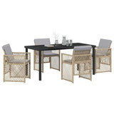 Garden Dining Set 5 pcs Beige Poly Rattan - Side View
