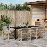 Garden Dining Set 9 pcs Beige Poly Rattan - Top-Down View