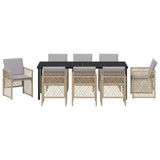 Garden Dining Set 9 pcs Beige Poly Rattan - Close-Up Angle