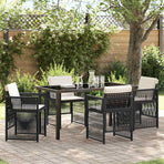 Garden Dining Set 5 pcs Black Powder-Coated Steel