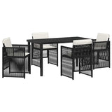 Garden Dining Set 5 pcs Black Powder-Coated Steel - Front View