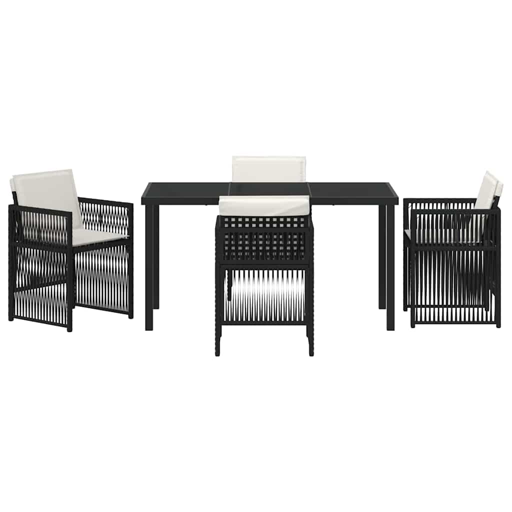 Garden Dining Set 5 pcs Black Powder-Coated Steel