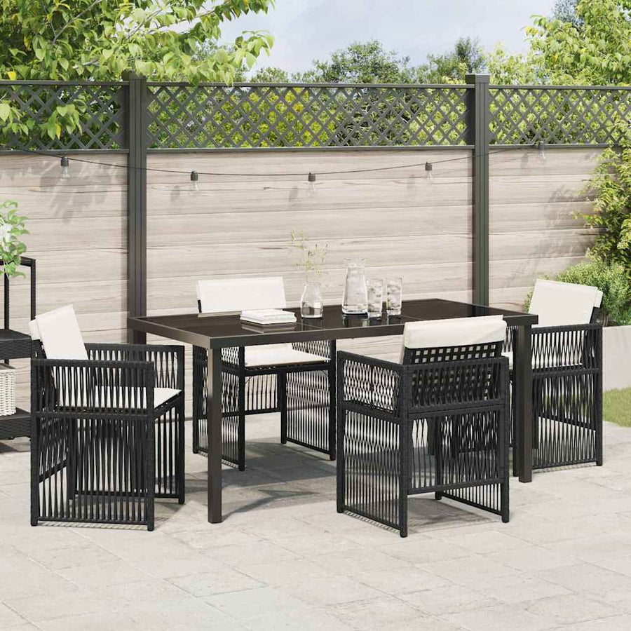 Garden Dining Set 5 pcs Black Powder-Coated Steel