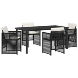 Garden Dining Set 5 pcs Black Powder-Coated Steel - Front View