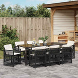 Garden Dining Set 9 pcs Black Powder-Coated Steel - Top-Down View